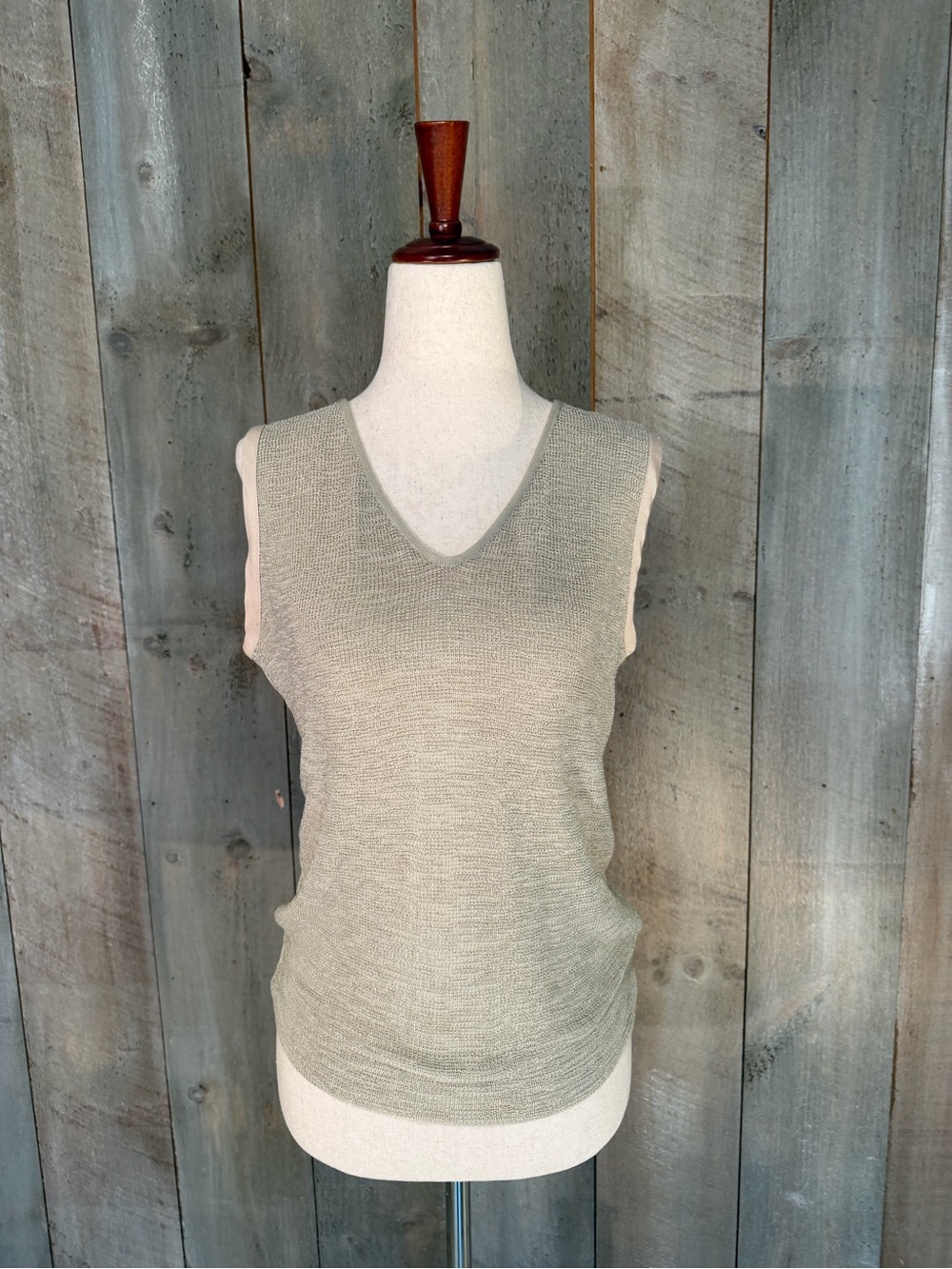 Giorgio Armani Knit V-Neck Sleeveless Tank in beige